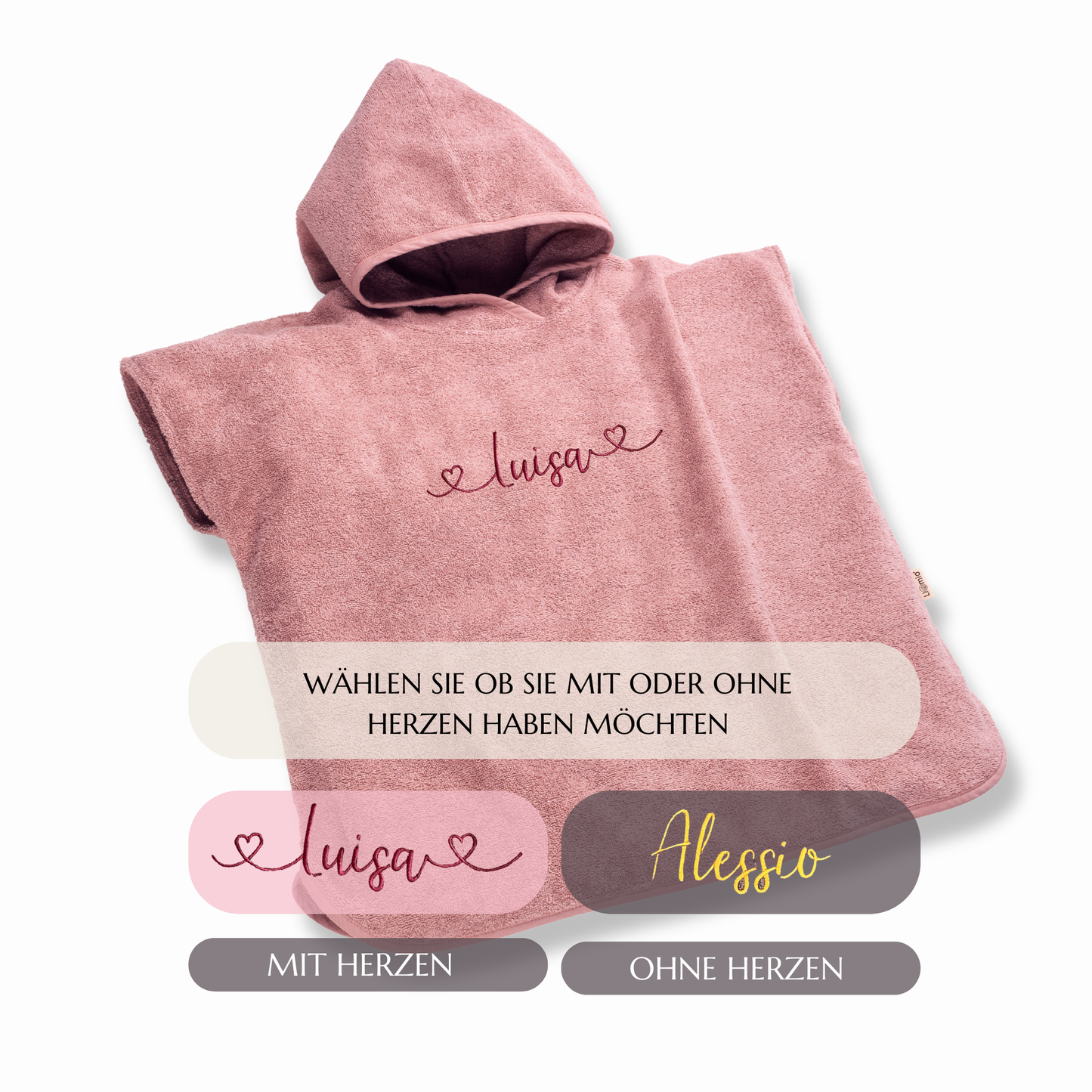 KINDERPONCHO MIT KAPUZE DUSTY ROSE