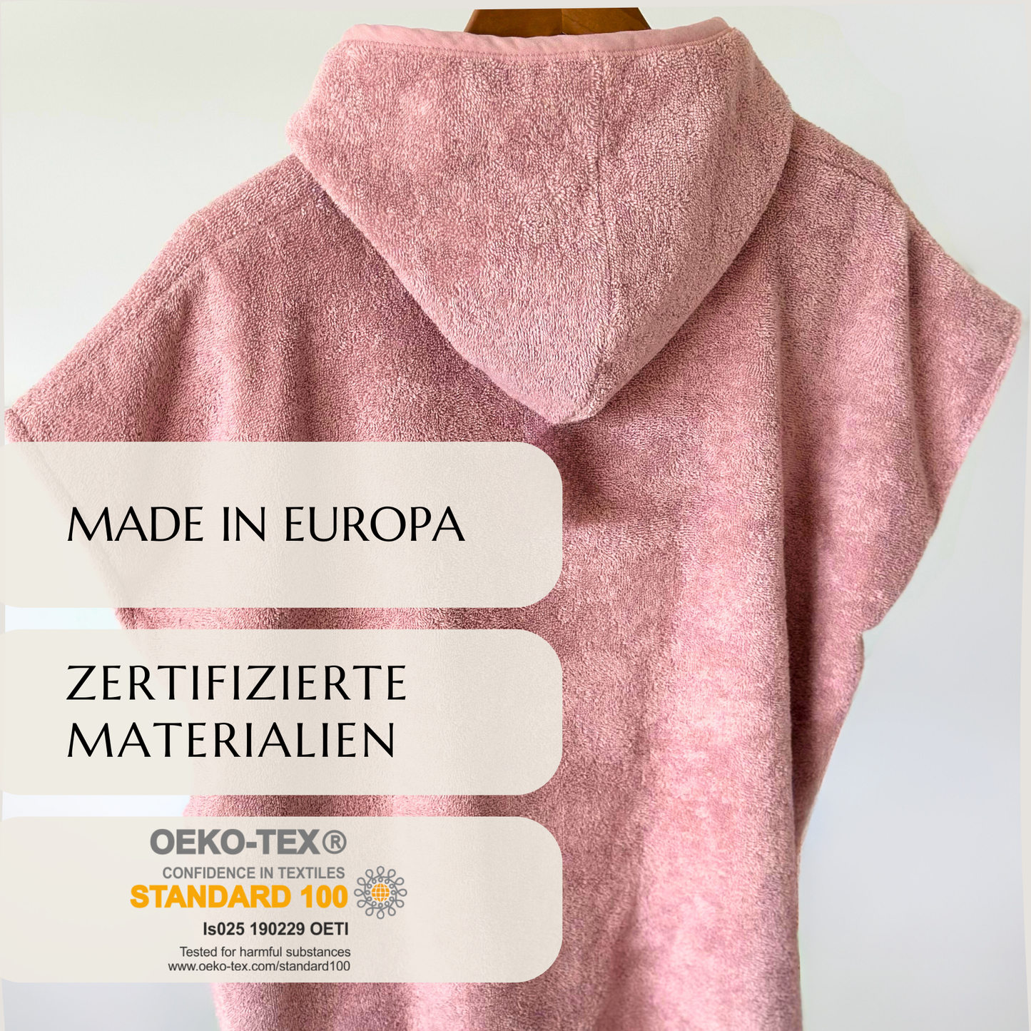 KINDERPONCHO MIT KAPUZE DUSTY ROSE