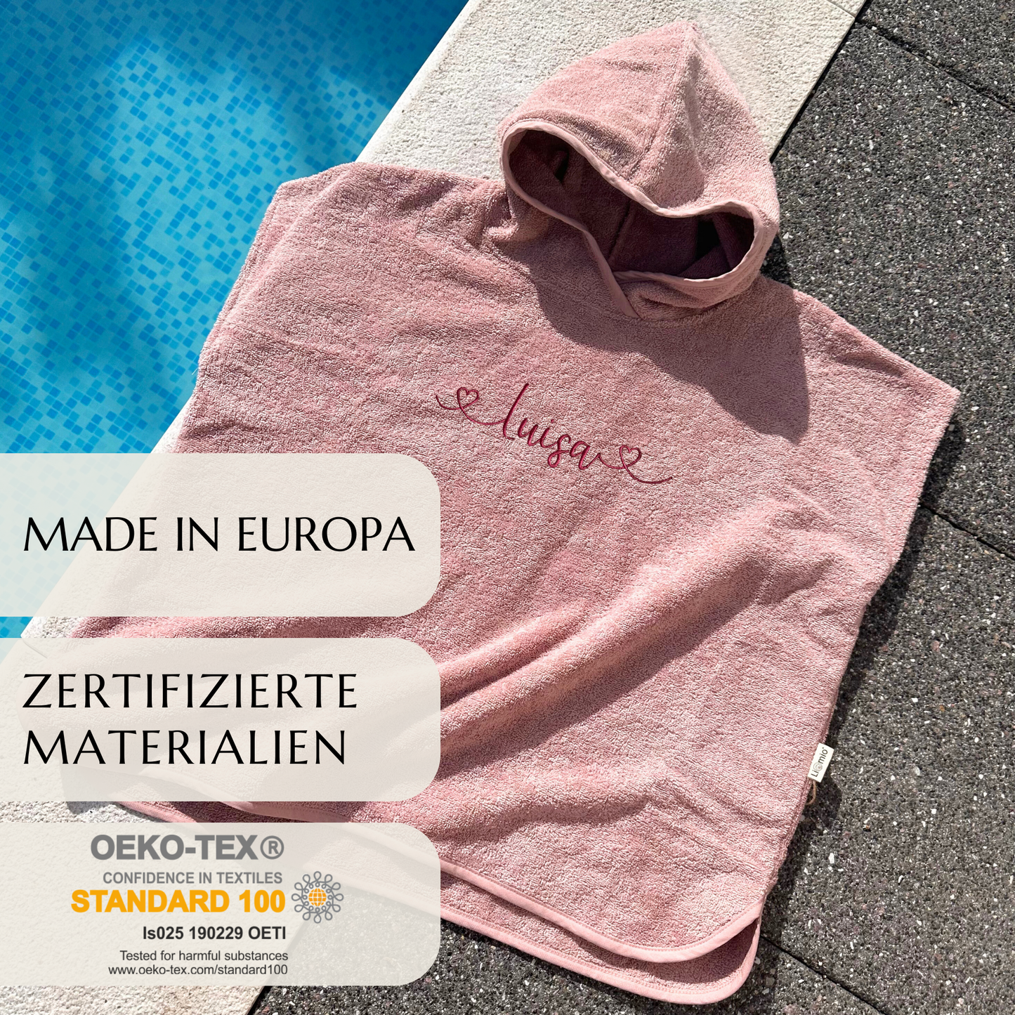 KINDERPONCHO MIT KAPUZE DUSTY ROSE