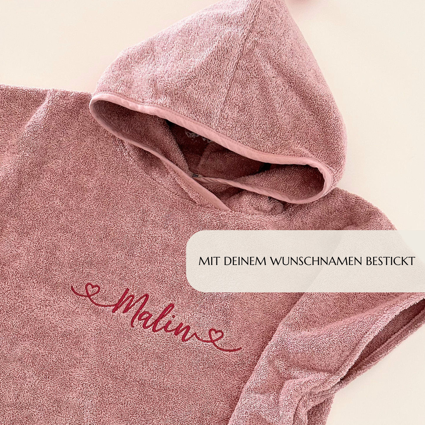 KINDERPONCHO MIT KAPUZE DUSTY ROSE