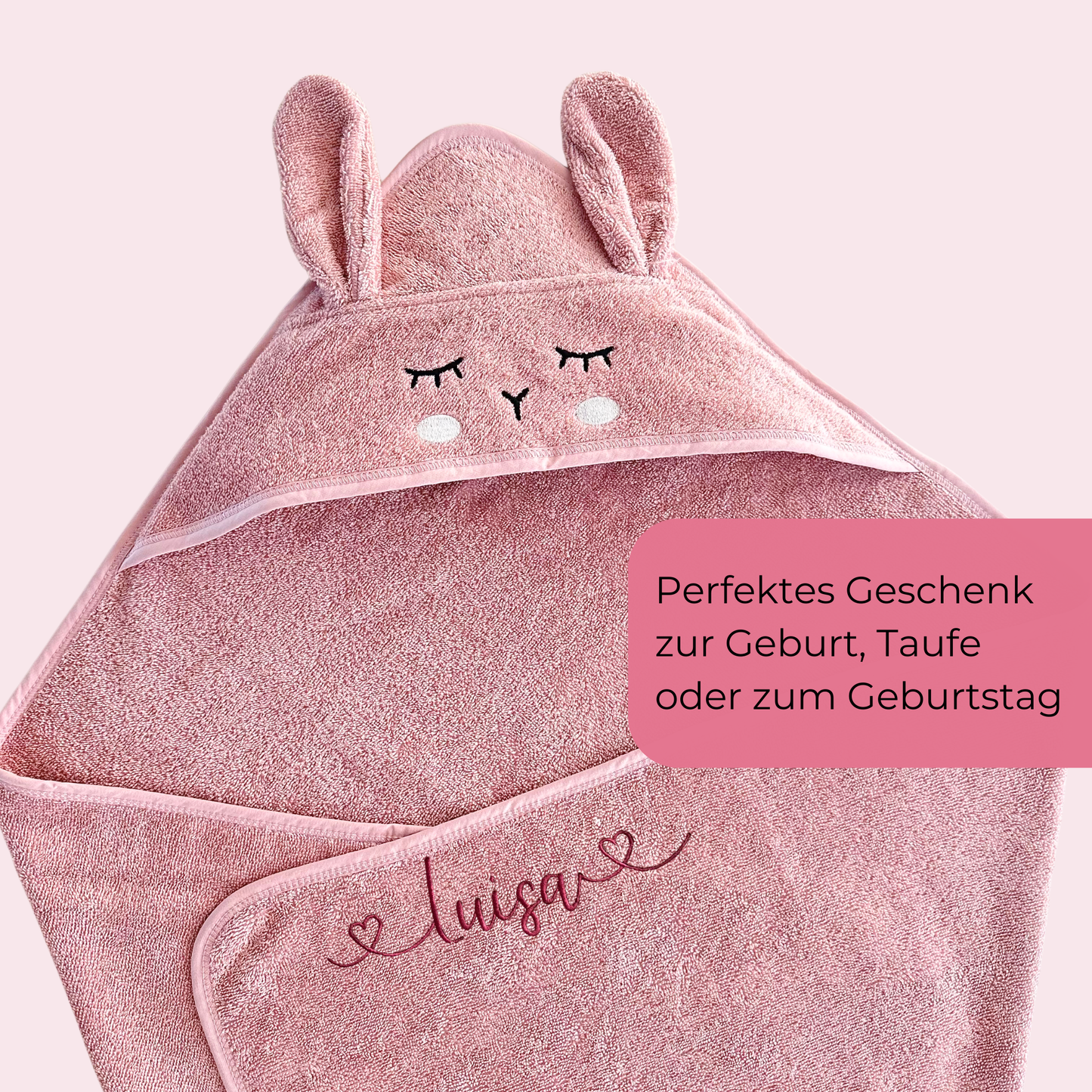 Kapuzenhandtuch Hase Rosa