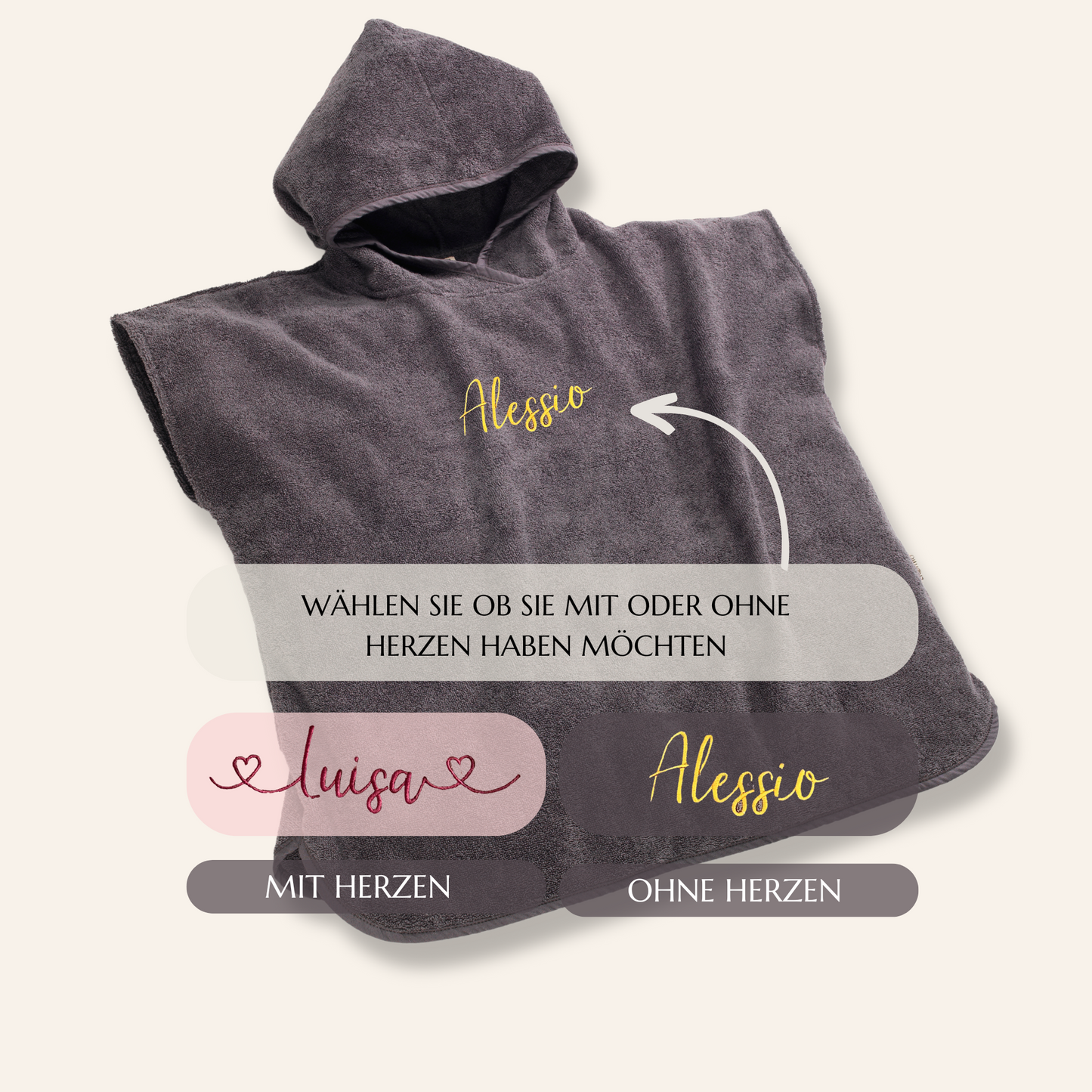KINDERPONCHO MIT KAPUZE ANTHRACITE