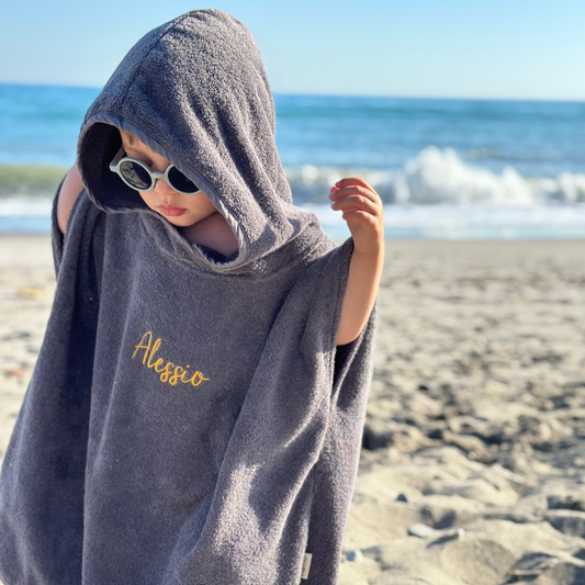KINDERPONCHO MIT KAPUZE ANTHRACITE
