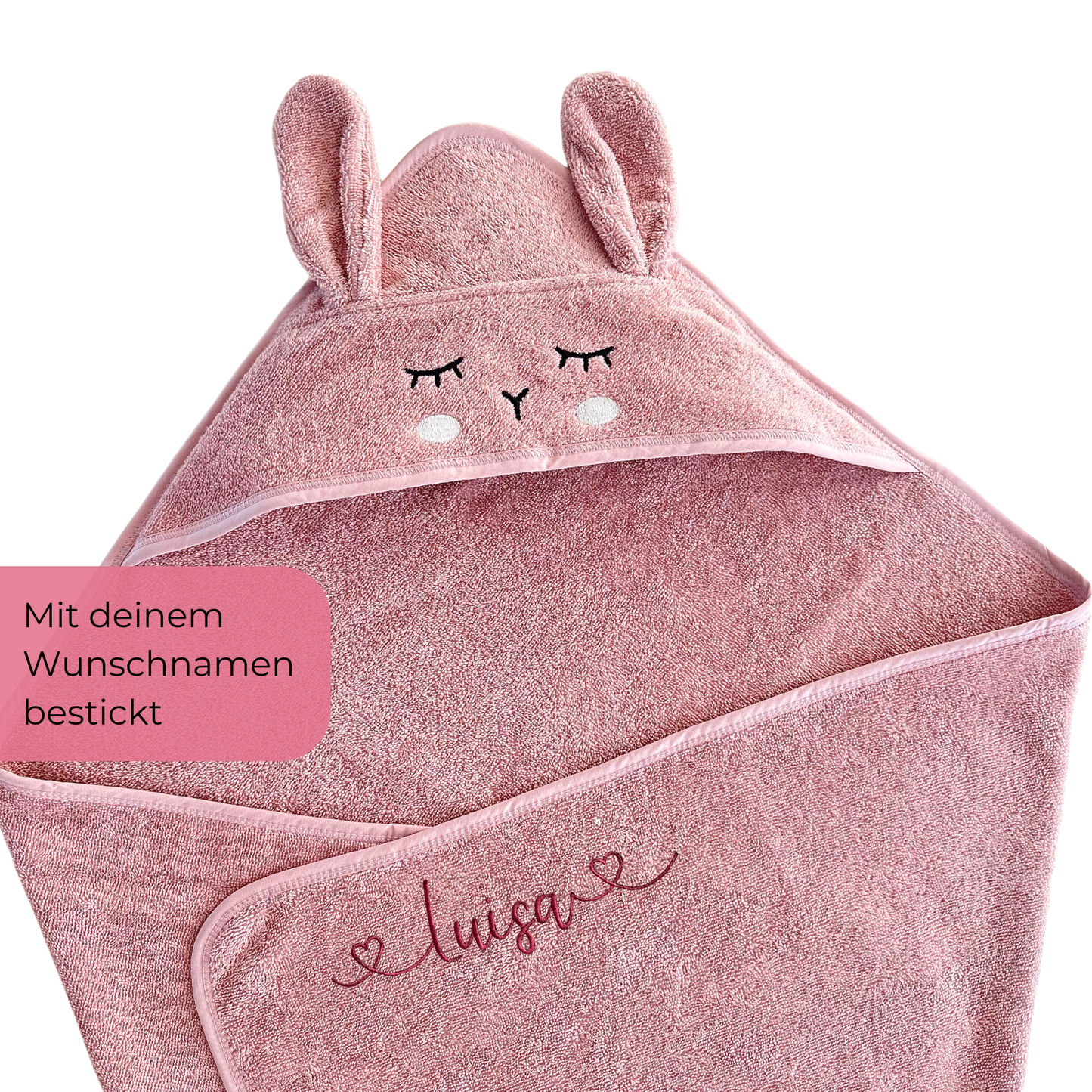 Kapuzenhandtuch Hase Rosa
