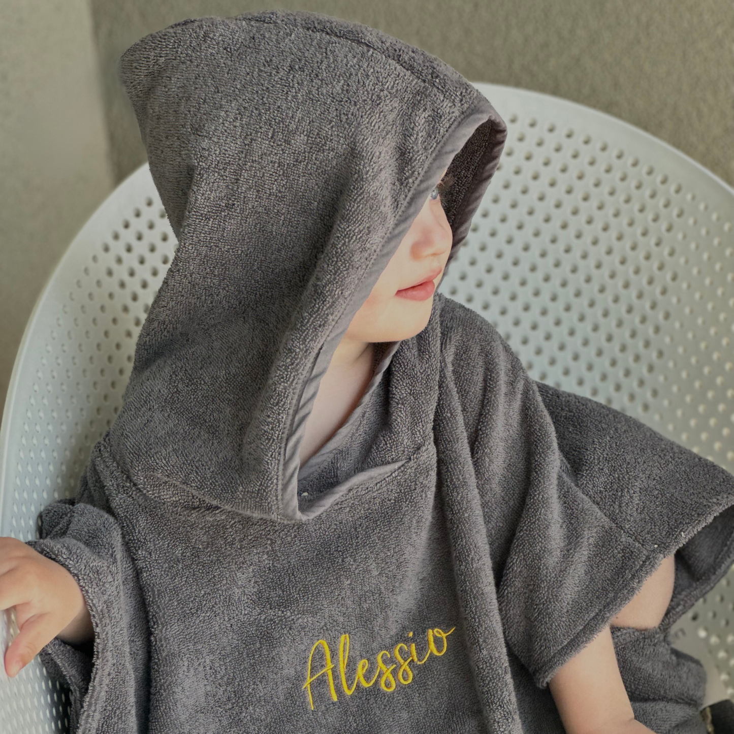 KINDERPONCHO MIT KAPUZE ANTHRACITE