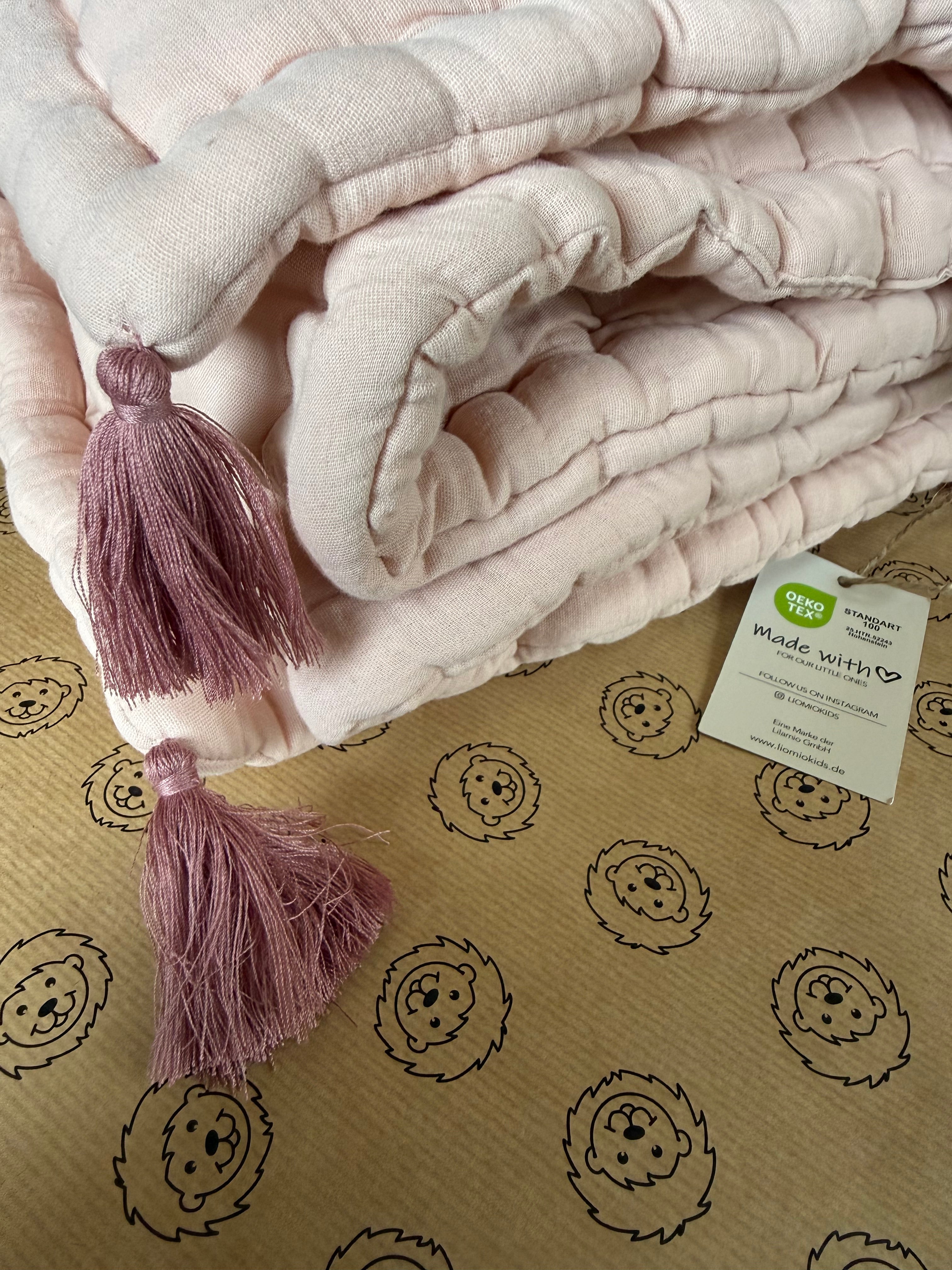 KRABBELDECKE 100x100 MUSSELIN - HANDGEFERTIGT